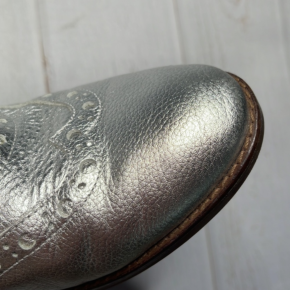 Vionic 10 Hadley Oxford Shoes Silver Wingtips Ladies Lace Up Dressy Rockabilly - Picture 15 of 17